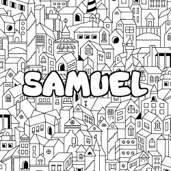 Coloring page first name SAMUEL - City background