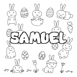 Coloring page first name SAMUEL - Easter background