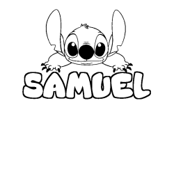 Coloring page first name SAMUEL - Stitch background