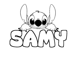 Coloring page first name SAMY - Stitch background