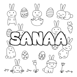 Coloring page first name SANAA - Easter background