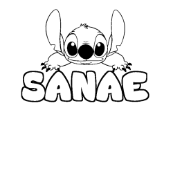 Coloring page first name SANAE - Stitch background