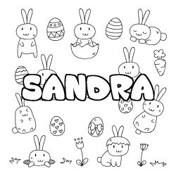 Coloring page first name SANDRA - Easter background