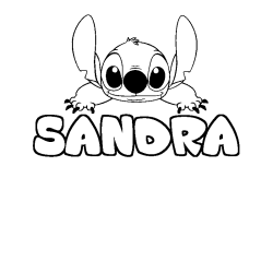 Coloring page first name SANDRA - Stitch background