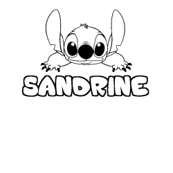 Coloring page first name SANDRINE - Stitch background