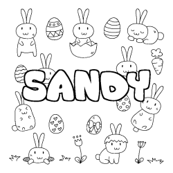 Coloring page first name SANDY - Easter background
