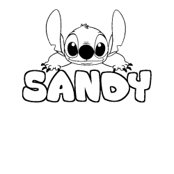 Coloring page first name SANDY - Stitch background