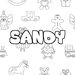 Coloring page first name SANDY - Toys background