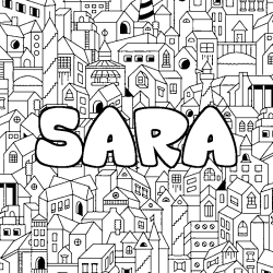 Coloring page first name SARA - City background