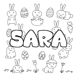 Coloring page first name SARA - Easter background