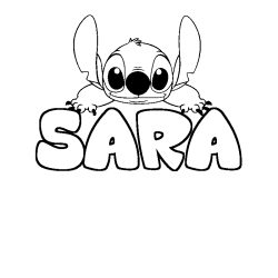 Coloring page first name SARA - Stitch background