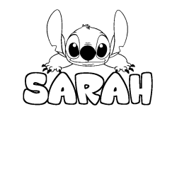 Coloring page first name SARAH - Stitch background