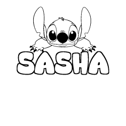 Coloring page first name SASHA - Stitch background