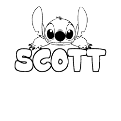 Coloring page first name SCOTT - Stitch background