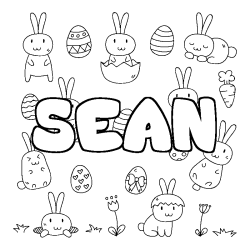 Coloring page first name SEAN - Easter background