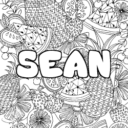 Coloring page first name SEAN - Fruits mandala background