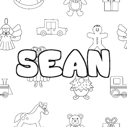 Coloring page first name SEAN - Toys background