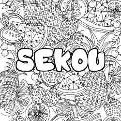 SEKOU - Fruits mandala background coloring