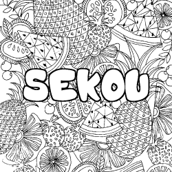 Coloring page first name SEKOU - Fruits mandala background