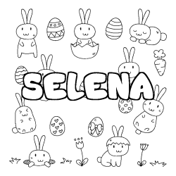 Coloring page first name SELENA - Easter background