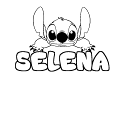 Coloring page first name SELENA - Stitch background