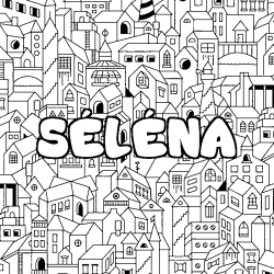 Coloring page first name SÉLÉNA - City background