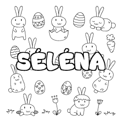 Coloring page first name SÉLÉNA - Easter background