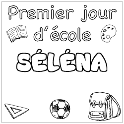 Coloring page first name SÉLÉNA - School First day background