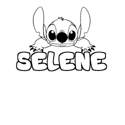 Coloring page first name SELENE - Stitch background