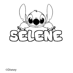 Coloring page first name SELENE - Stitch background