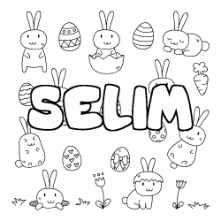 Coloring page first name SELIM - Easter background