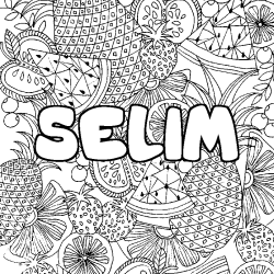 Coloring page first name SELIM - Fruits mandala background