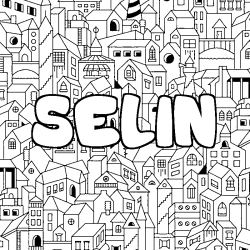 Coloring page first name SELIN - City background