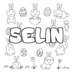 Coloring page first name SELIN - Easter background