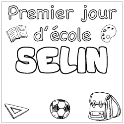 Coloring page first name SELIN - School First day background