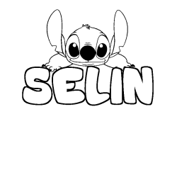 Coloring page first name SELIN - Stitch background