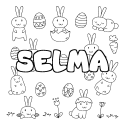 Coloring page first name SELMA - Easter background
