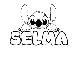 Coloring page first name SELMA - Stitch background