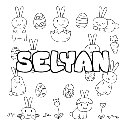 Coloring page first name SELYAN - Easter background