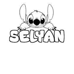 Coloring page first name SELYAN - Stitch background