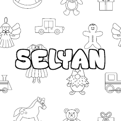 Coloring page first name SELYAN - Toys background