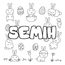 Coloring page first name SEMIH - Easter background