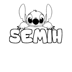 Coloring page first name SEMIH - Stitch background