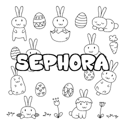 Coloring page first name SEPHORA - Easter background