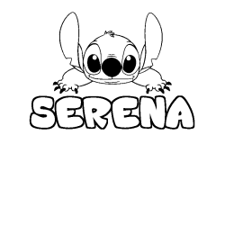 Coloring page first name SERENA - Stitch background