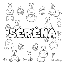 Coloring page first name SÉRÉNA - Easter background