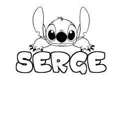 Coloring page first name SERGE - Stitch background