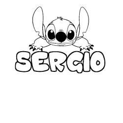 Coloring page first name SERGIO - Stitch background