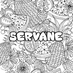 Coloring page first name SERVANE - Fruits mandala background