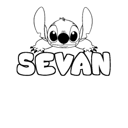 Coloring page first name SEVAN - Stitch background